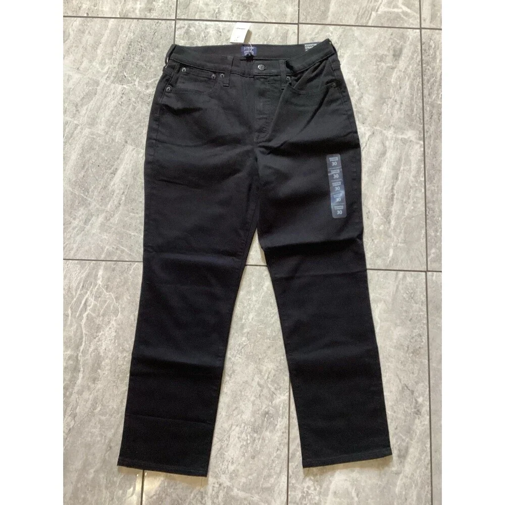 J. Crew Factory Black Essential Straight Jean in all day Stretch 30